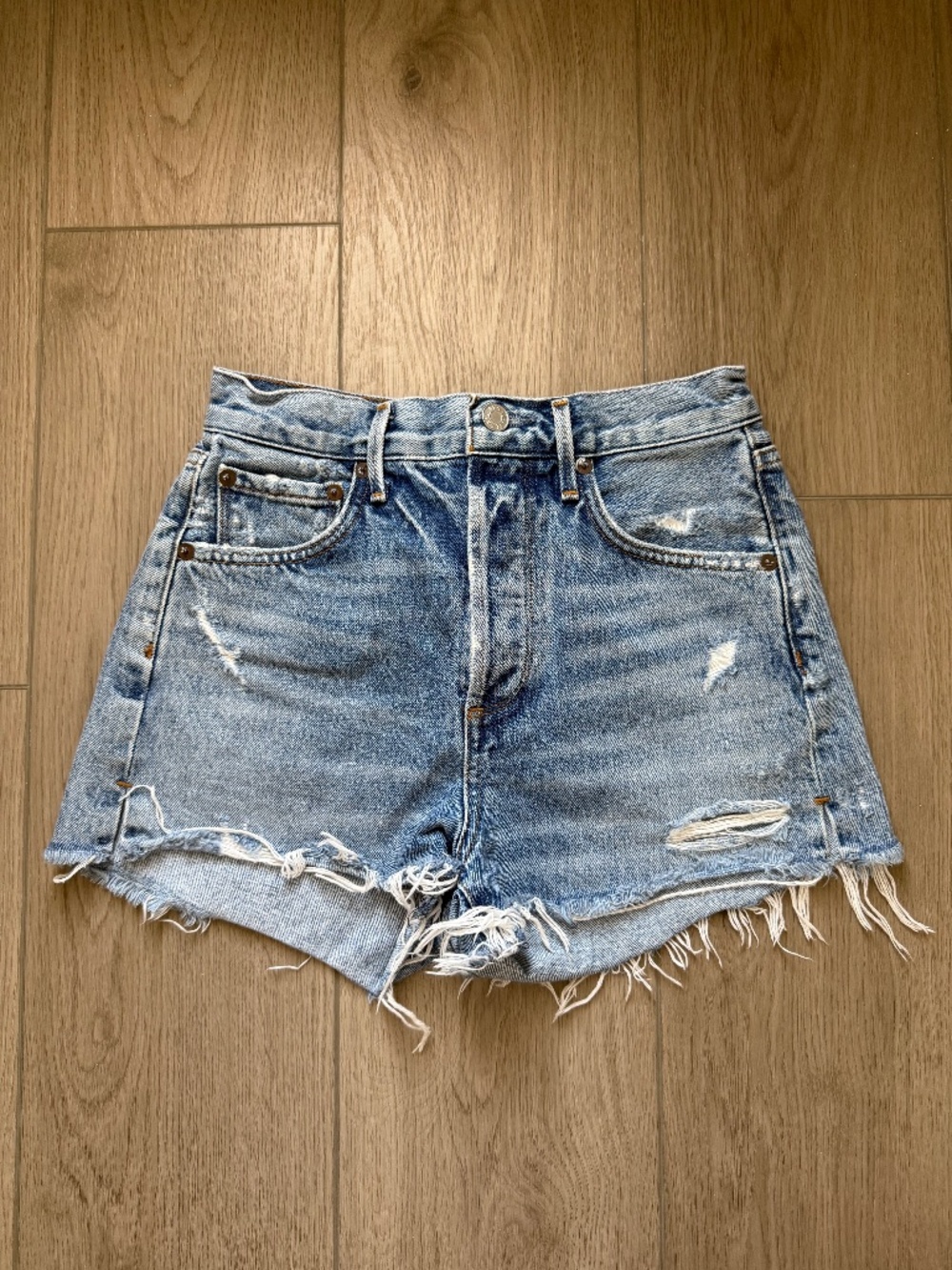 Agolde distressed denim shorts